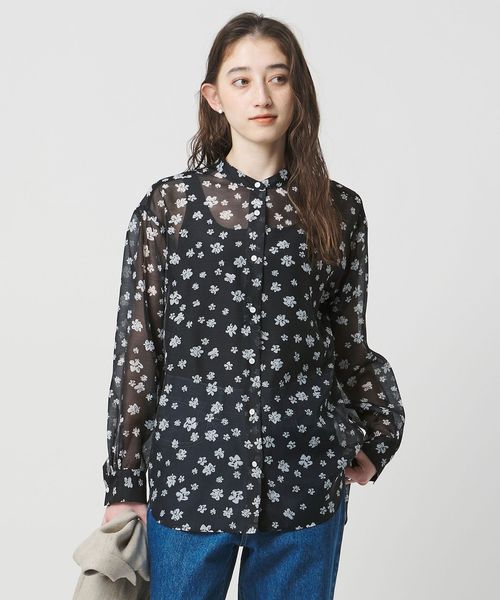 UNITED ARROWS/プリント バンドカラー シャツ/シャツ / ブラウス