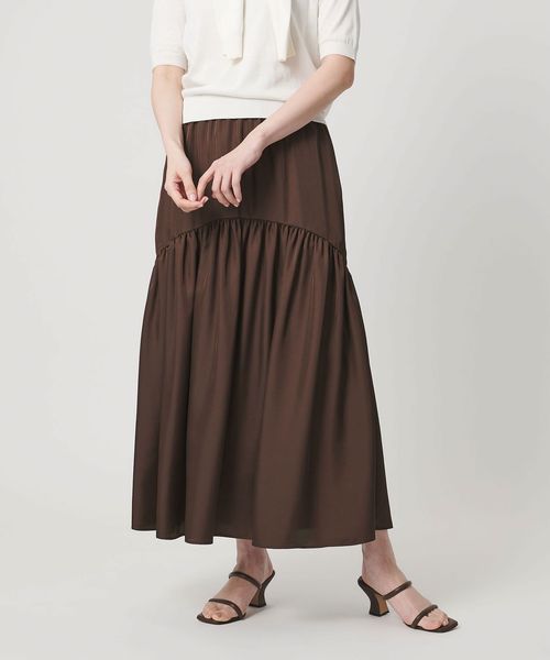 UNITED ARROWS/シルクライク ティアード スカート/ミモレ / ロング