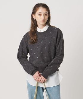 UNITED ARROWS/エンブロイダリー クルーネック ニット/ニット / セーター