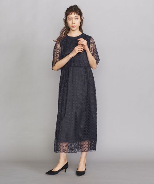 By Dress フラワーレース５分袖ドレス