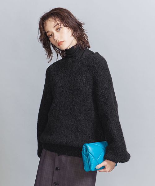 10T155☆BEAUTY&amp;YOUTH ウールアルパカ ブークレ オーバーニット BEAUTY&YOUTH UNITED ARROWS（ビューティーアンドユースユナイテッド