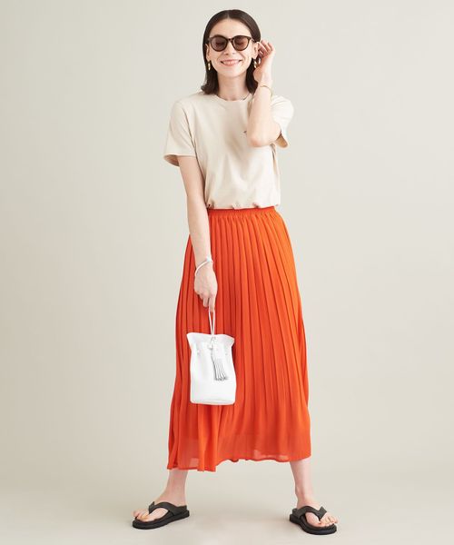 シフォンプリーツ ロングスカート -ウォッシャブル-
