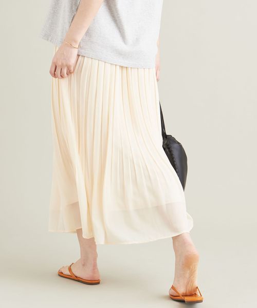 シフォンプリーツ ロングスカート -ウォッシャブル-