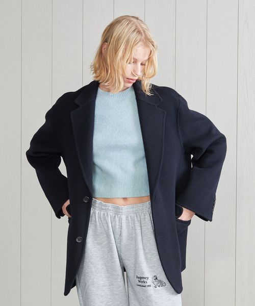 H＞ウールカシミヤビーバージャケットコート 