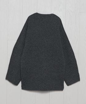 h beauty&youth ウールナイロンリブカーディガン　ダークグレー H＞ウールナイロンリブカーディガン