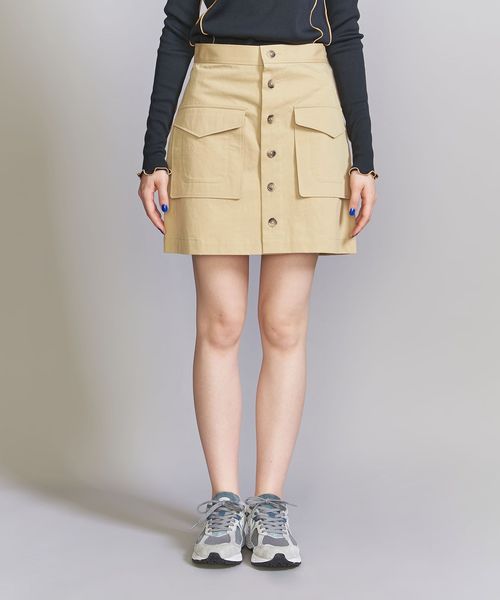 MIUMIU ミニスカート ユーティリティポケット コットン オリーブ 30%OFF】latte pocket skirt～ﾗﾃﾎﾟｹｯﾄｽｶｰﾄ | flower／フラワー