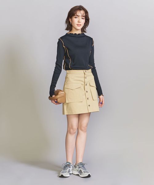 コットンツイル パッチポケット ミニスカート ―ウォッシャブル―