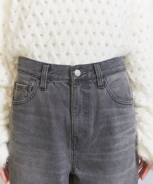 ブラックデニム ストレートパンツ ―ウォッシャブル―