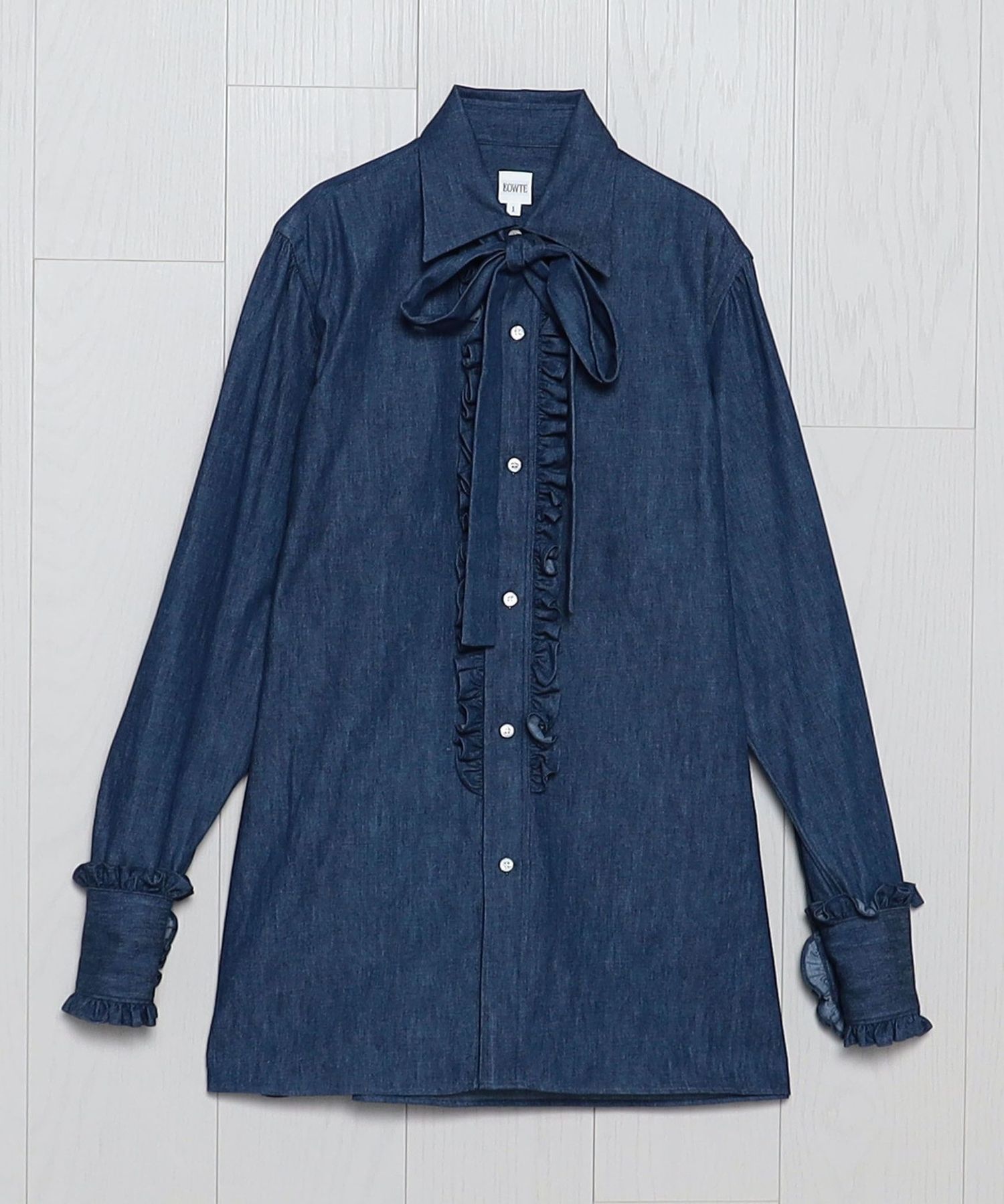 BOWTE ★ダンガリーフリルシャツ★ DUNGAREE FRILL SHIRT BOWTE バウト ダンガリー フリルシャツ デニム 半袖 ブラウス