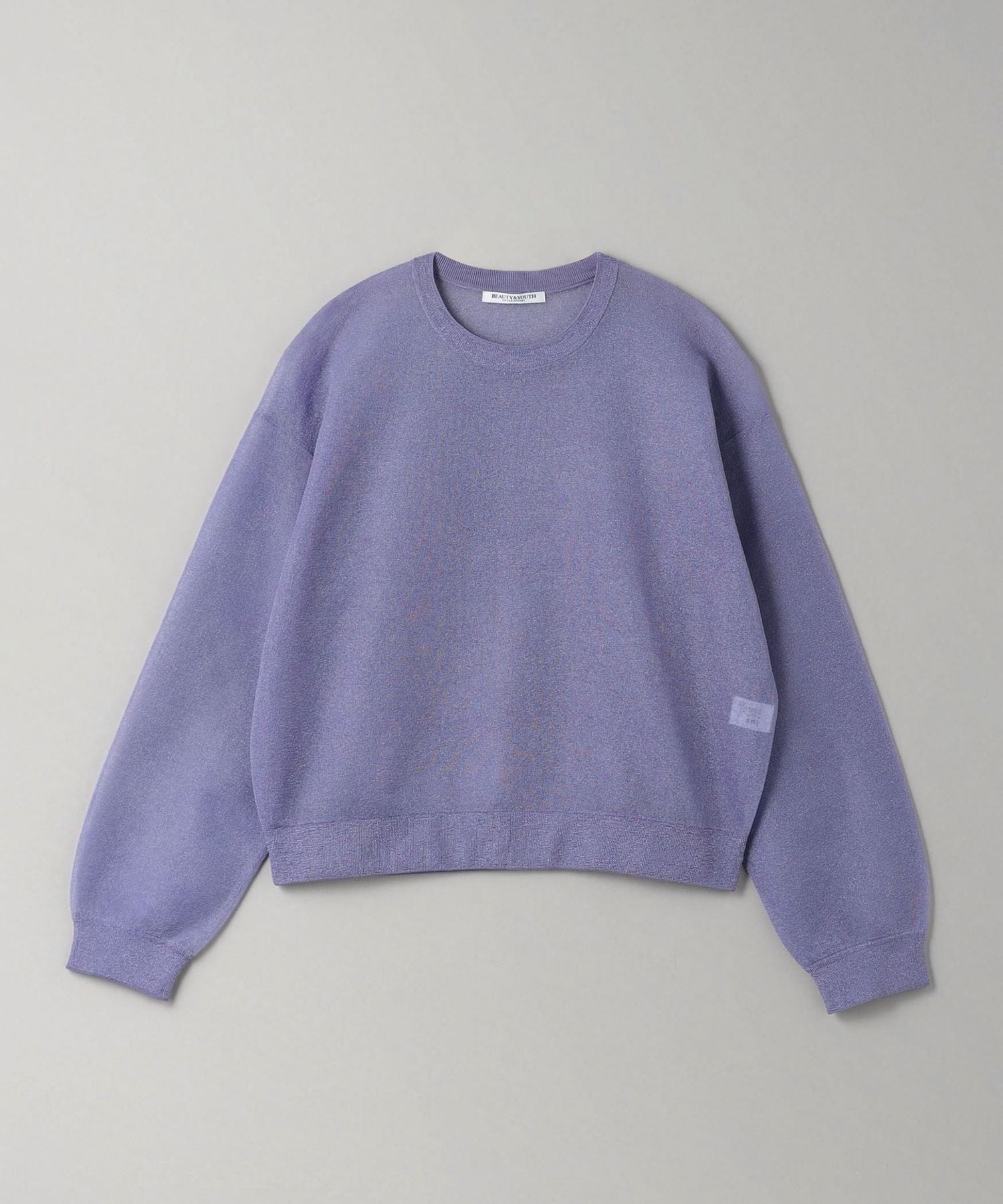 ナイロン ブライトシアー クルーネック ニット 