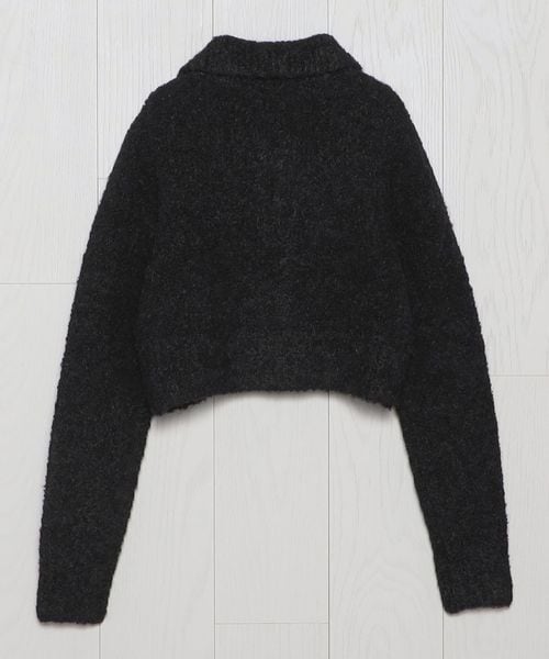 H BEAUTY&YOUTH ウールアルパカ ブークレジップカーディガン