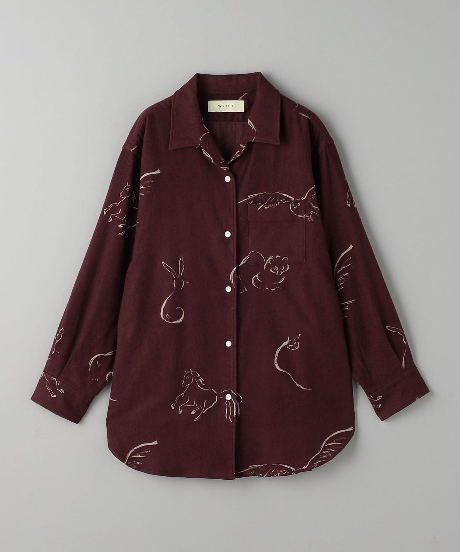 WRYHT＞アニマルドローイングプリント シャツ