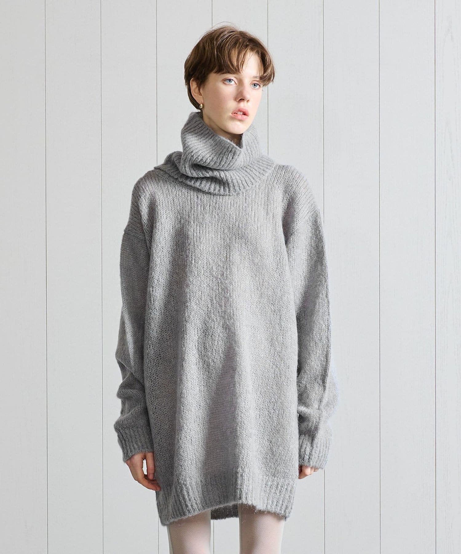 H BEAUTY&YOUTH ウールモヘヤ スヌード ニットワンピース H＞ウールモヘヤ スヌード ニットワンピース