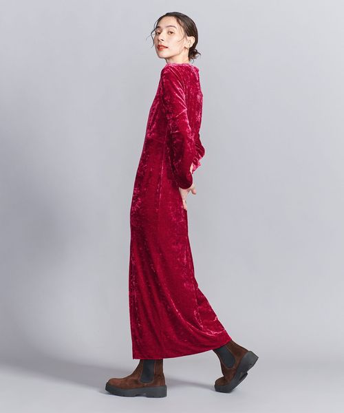 BEAUTY&YOUTH/ベロアスリットワンピース/ワンピース