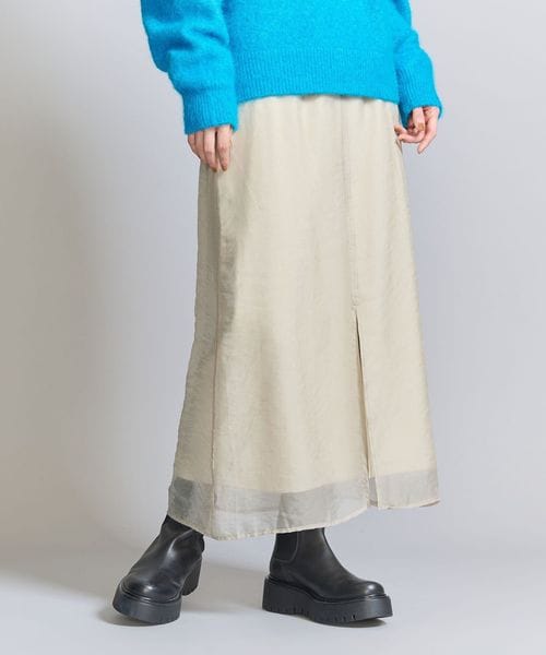 BEAUTY&YOUTH/コーデュロイ×オーガンジー レイヤードスカート/ミモレ / ロング