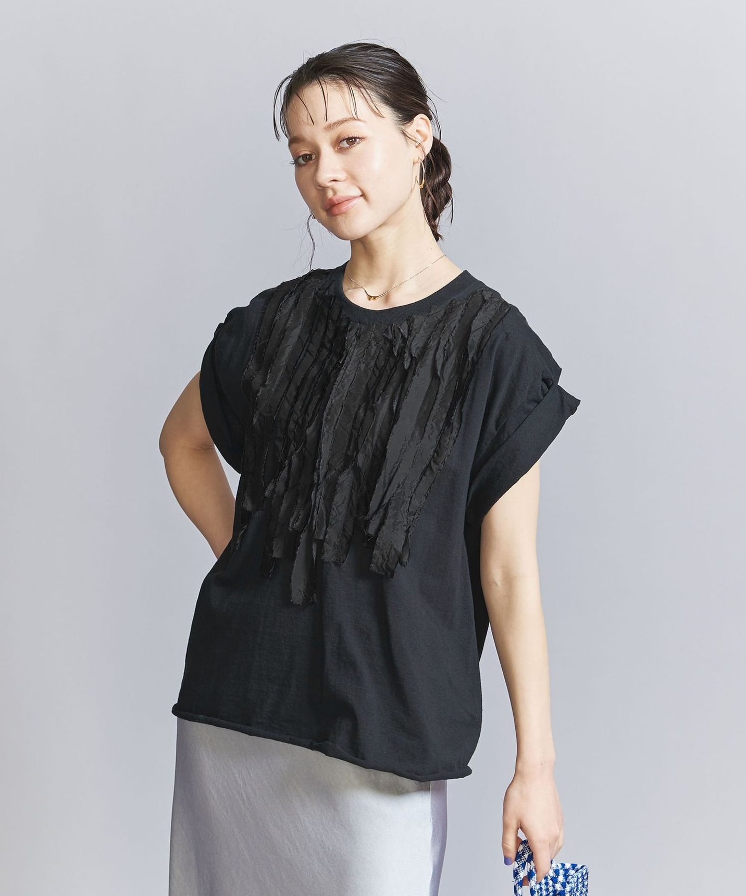 【美品】ユナイテッドアローズdahl'ia レース　スリーブシャツ 別注＜dahl'ia（ダリア）＞フリル シャツ(503931122