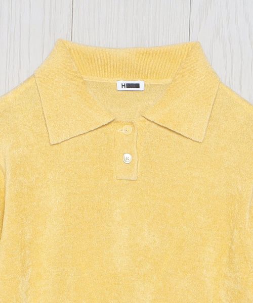 H＞モールヤーンニットポロシャツ