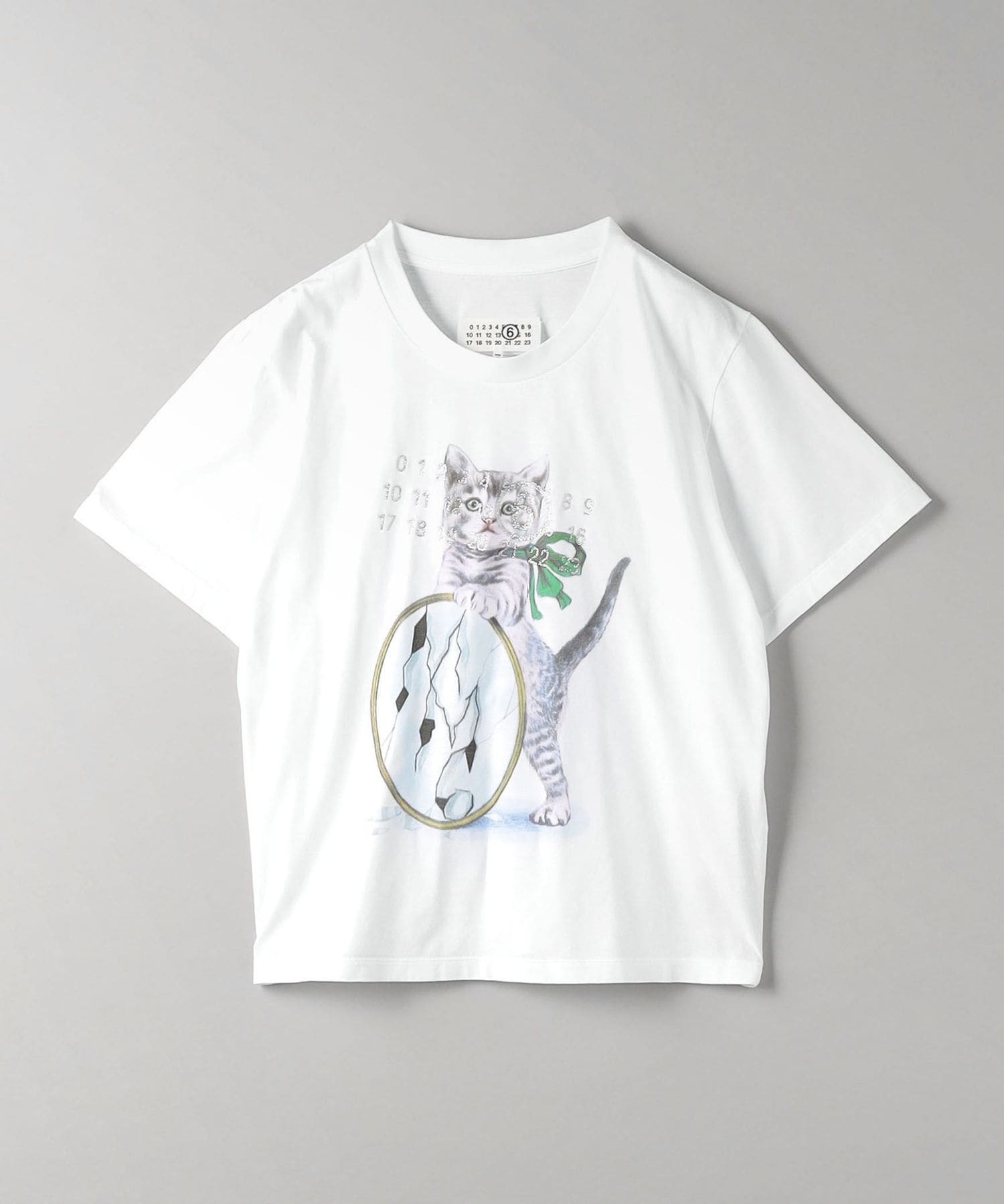 MM6 Maison Margiela＞キャット＆グリッター プリントTシャツ