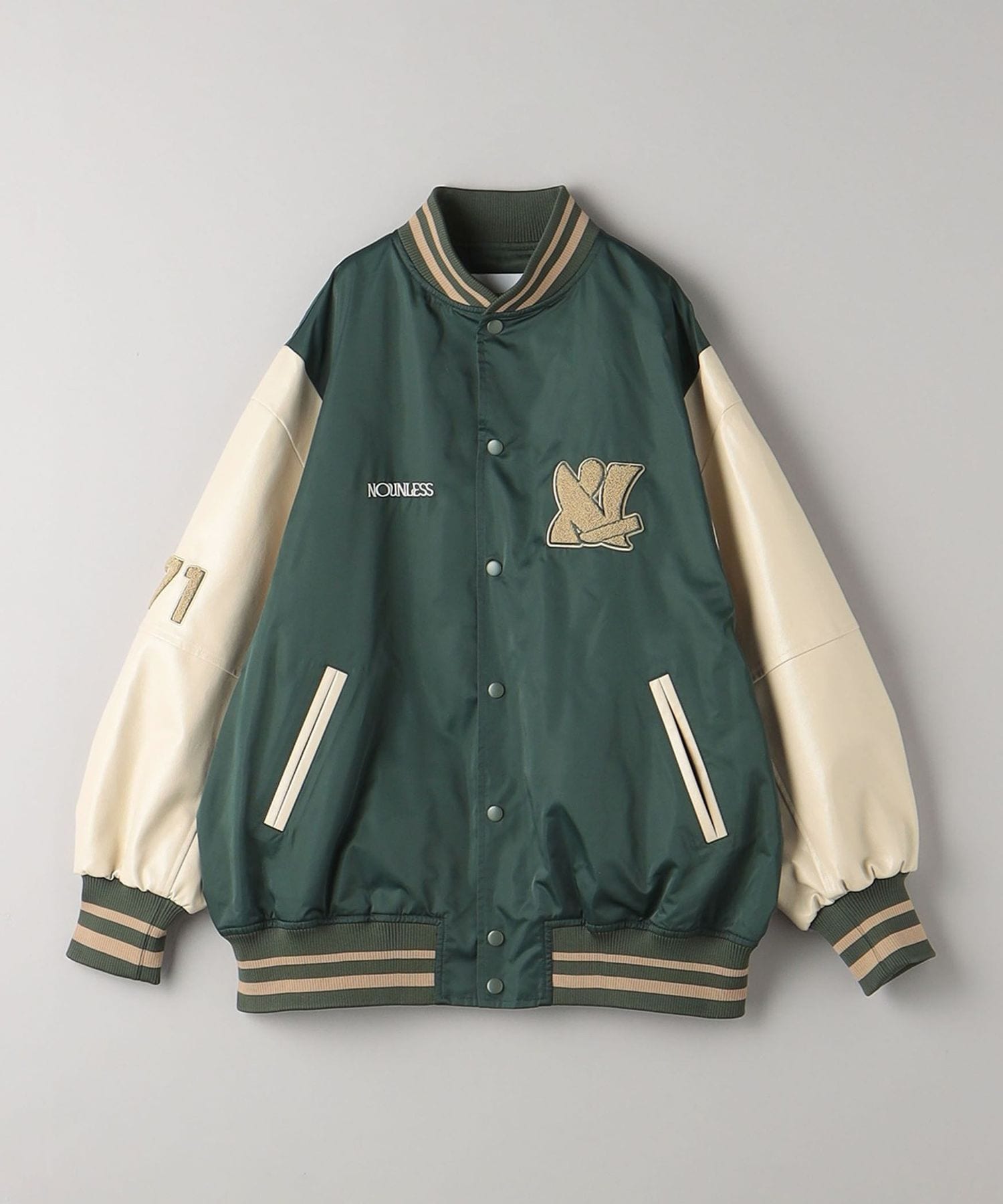 NOUNLESS＞ナイロン スタジアムジャンパー