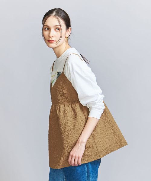 【新品未使用】B&Y エンボスフラワー ギャザーキャミソール －ウォッシャブル－ 新品未使用】B&Y エンボスフラワー ギャザーキャミソール