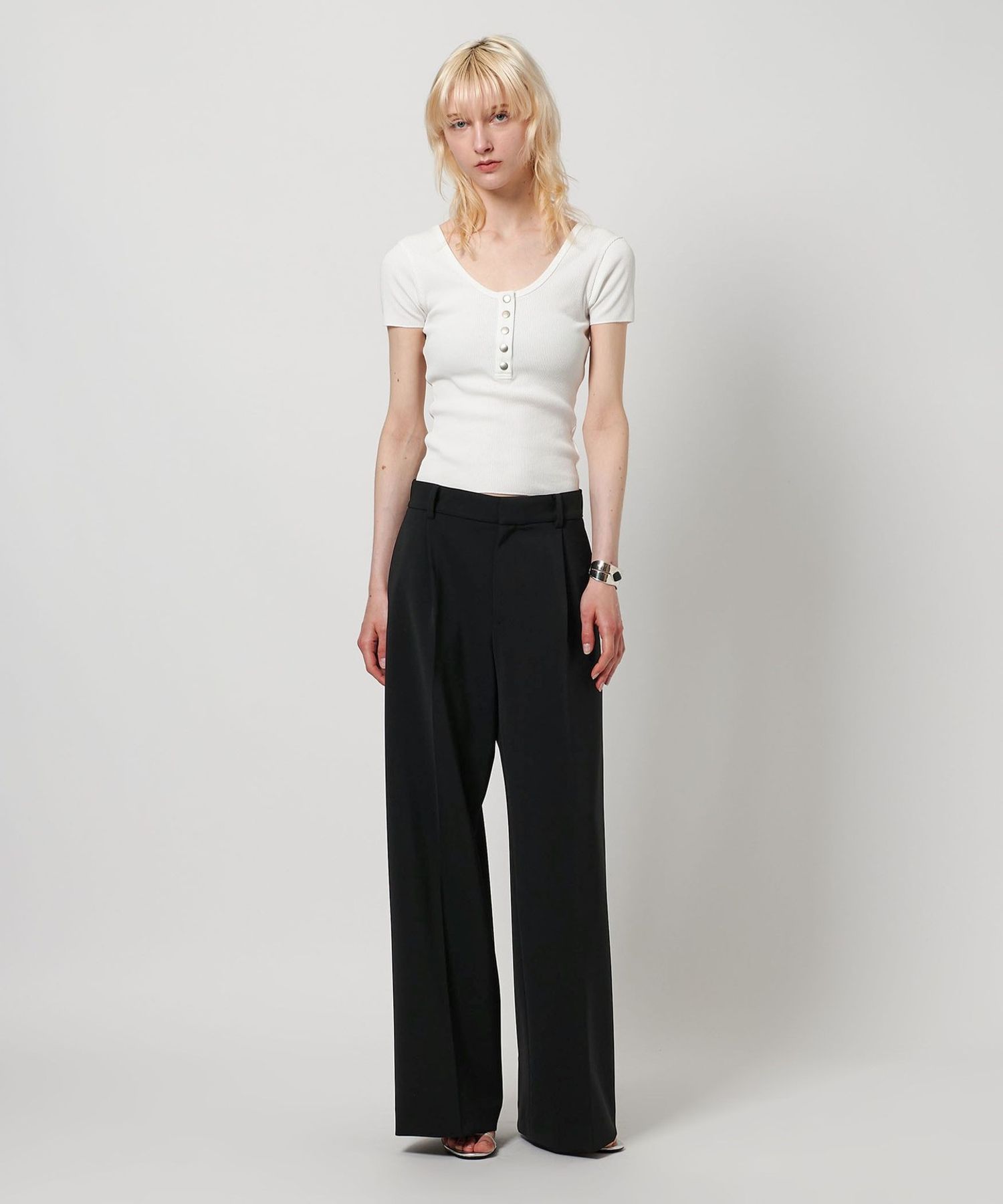 パンツ H BEAUTY&YOUTH Double Cross Flare Pants H＞ダブルクロス フレア ワイドパンツ