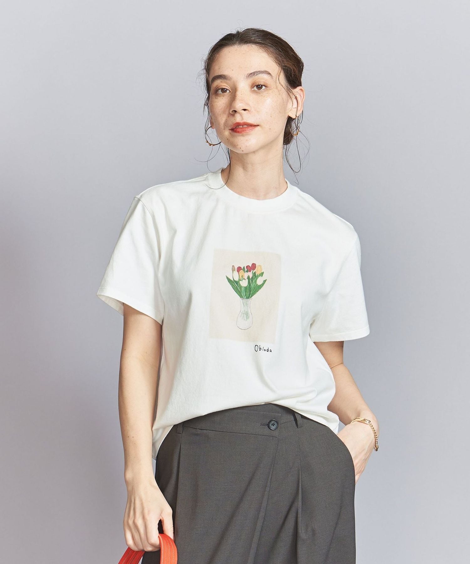 あ*ふ様 ならんだチューリップ　プリントロンT Oblada＞チューリッププリント Tシャツ