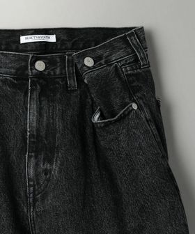 ボタンタック デニムパンツ