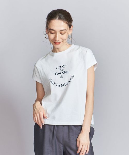 コットン ロゴプリント フレンチスリーブ Tシャツ