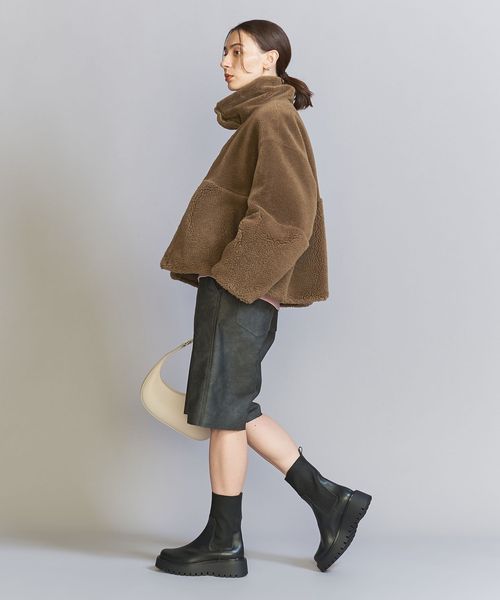 REVERSIBLE BOA PONCHO COAT（WEB exclusive] Boa x quilting