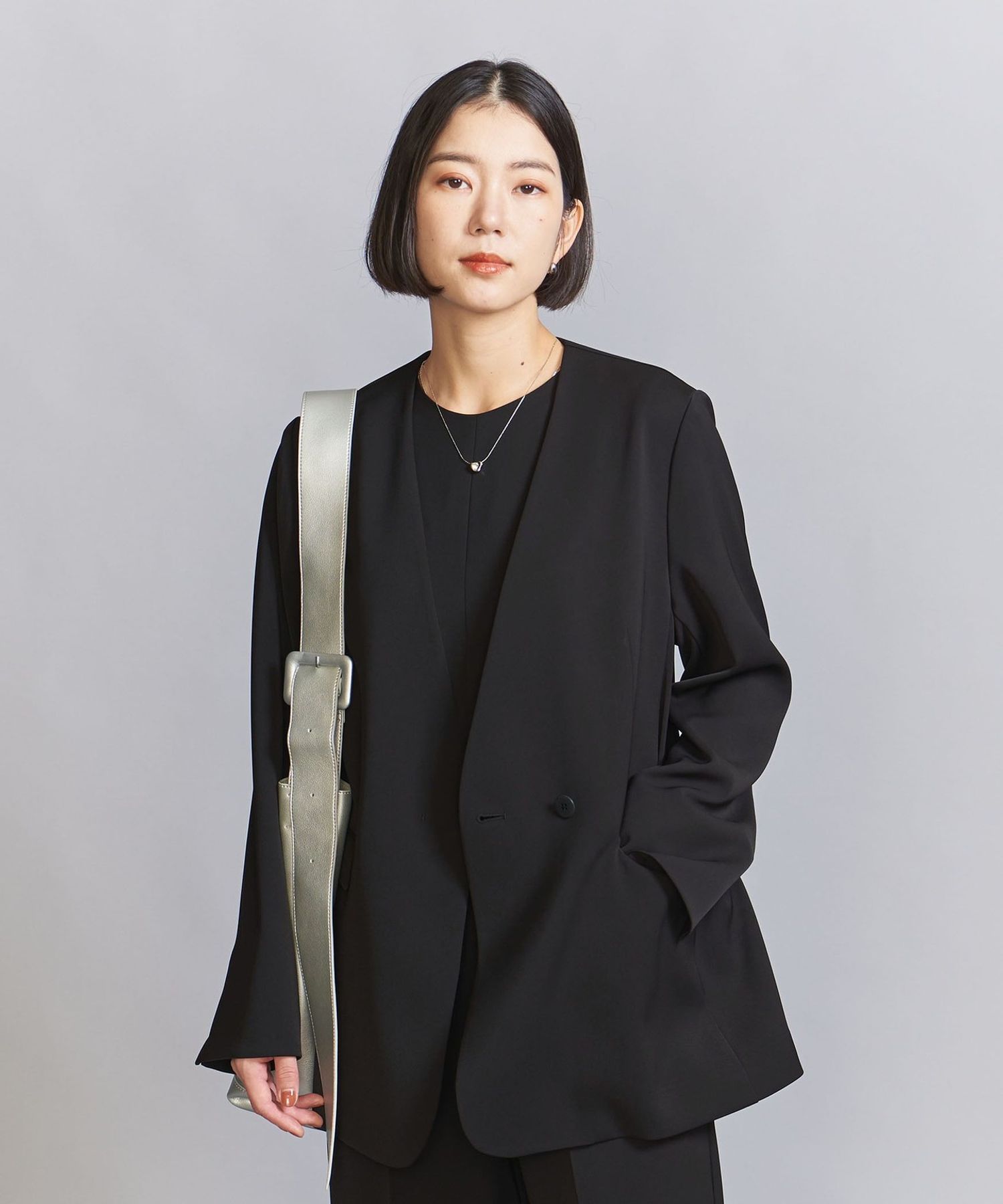 WEB限定 Wardrobe DAILY MINIMAL】ダブルクロス カラーレスジャケット
