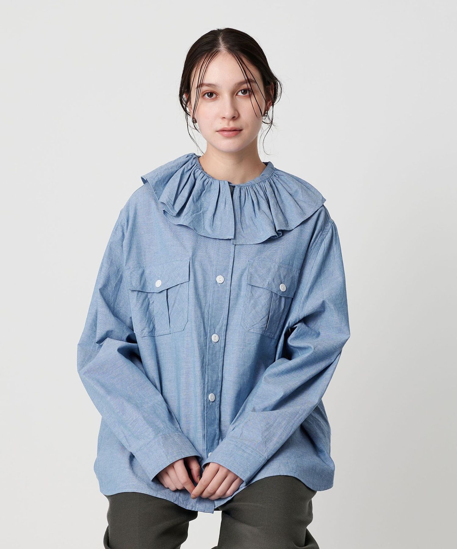 ダル　dhal フリルシャツ dahl'ia＞フリルブラウス（シャツ/ブラウス）｜dahl'ia（ダリア