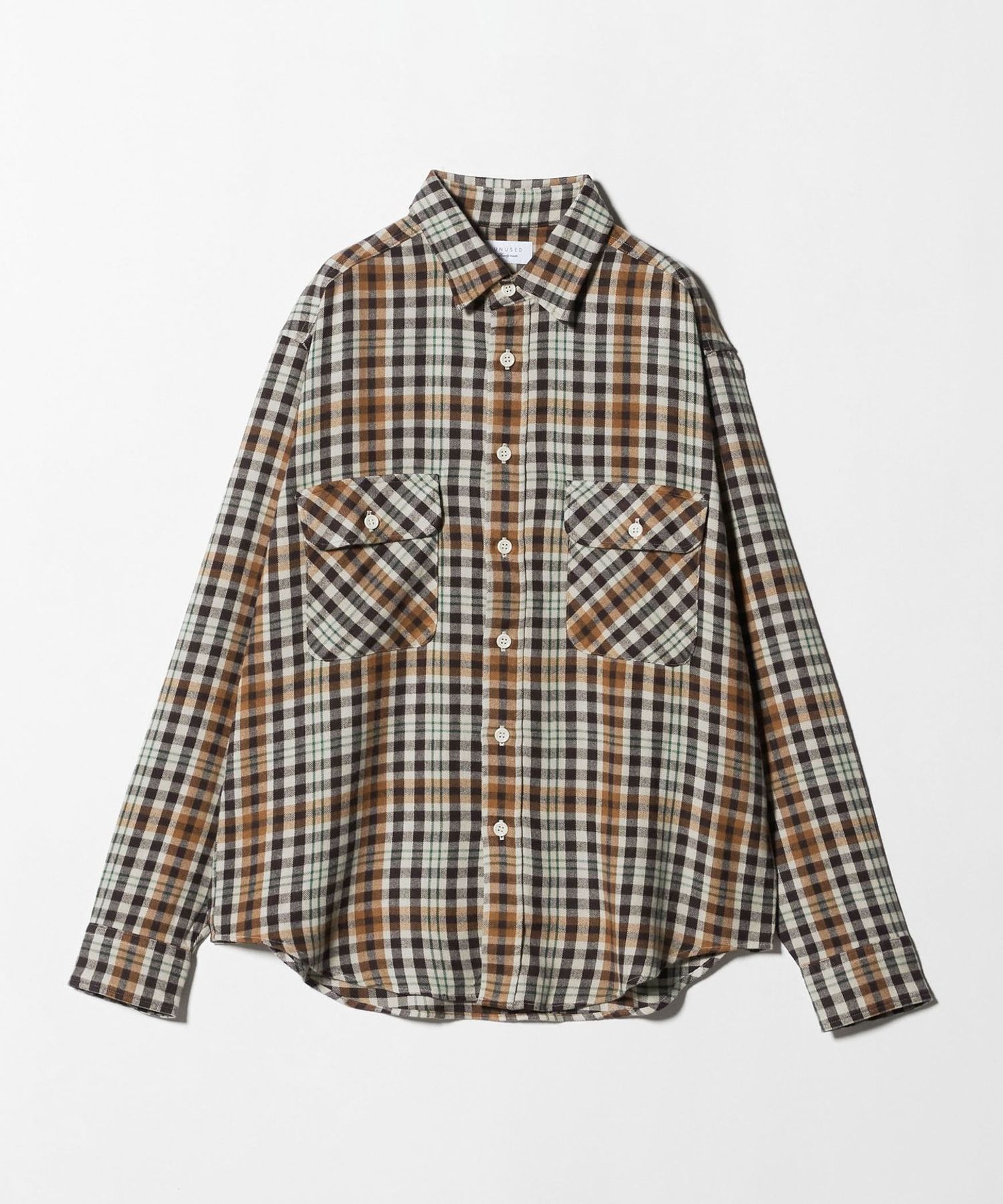 UNUSED＞レギュラーカラー チェックシャツ