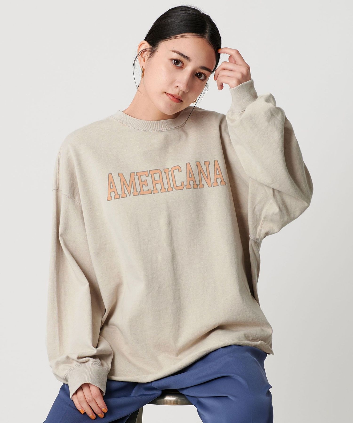 【AMERICANA】ハーフネック ロングスリーブTシャツ・フーディー AMERICANA】ハーフネック ロングスリーブTシャツ・フーディー