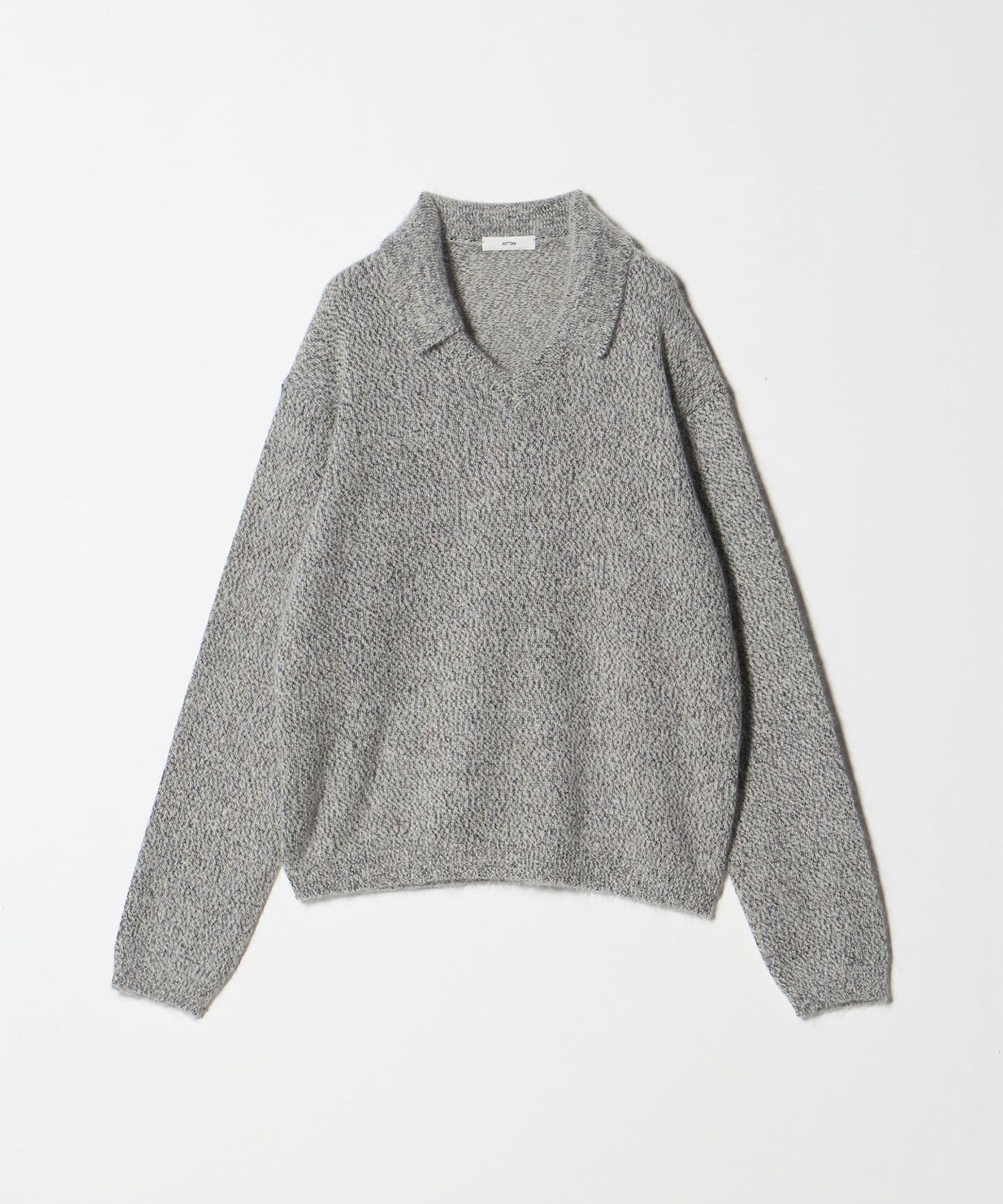 新品未使用　半額以下　ATON ／NATURAL DYED POLO KNIT ATON＞SILK ALPACA POLO COLLAR KNIT/ニット