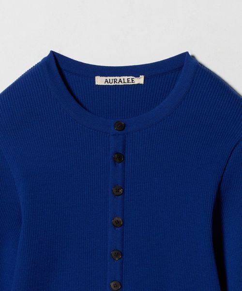 AURALEE＞HIGH GAUGE RIB KNIT SHORT CARDIGAN/カーディガン