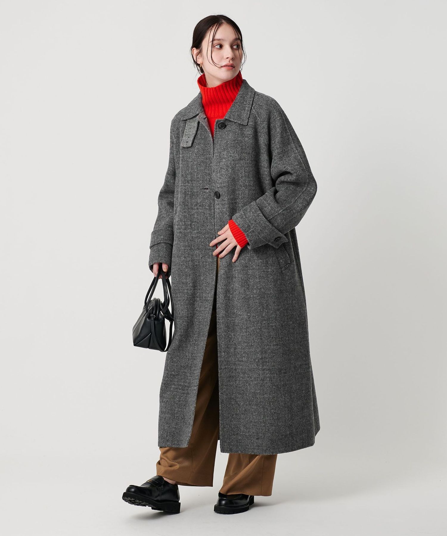 Henry Cottonʼ s ✨希少美品✨ ロングコート ヘリンボーン 50 リバー ステンカラー ロングコート/ヘリンボーン