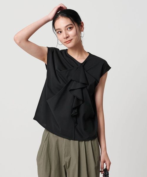 BEAUTY&YOUTH/ラッフルフレンチスリーブ プルオーバー ―汗染み防止―/Tシャツ / カットソー