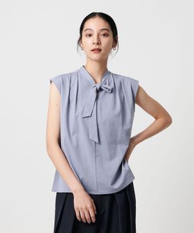 BEAUTY&YOUTH/【WEB限定】ボウタイ スタンドカラーノースリーブTシャツ ―汗染み防止―/Tシャツ / カットソー