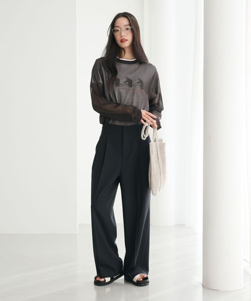 BEAUTY&YOUTH/ポリエステルブレンド ２タック タブワイドパンツ/イージーパンツ