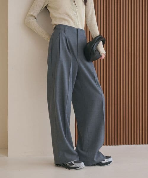 BEAUTY&YOUTH/ポリエステルブレンド ２タック タブワイドパンツ/イージーパンツ