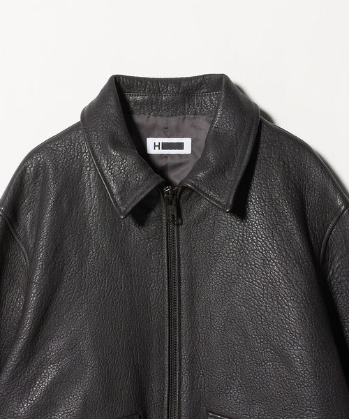 H ビューティアンドユース シュリンクレザー ブルゾン Black/Mサイズ H＞シュリンクレザー ブルゾン