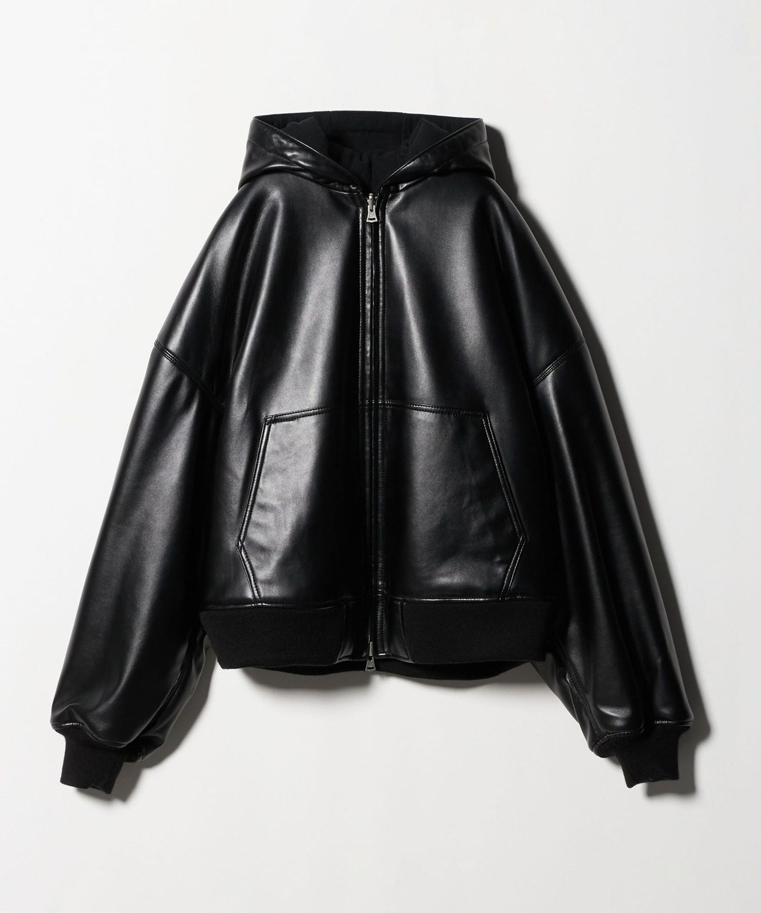 INSCRIRE＞レザーライク ジップアップフーディ