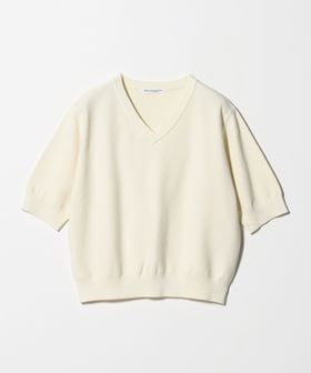 BEAUTY&YOUTH/レーヨンブレンド カノコ 5分袖Vネックニット ウォッシャブル/ニット / セーター
