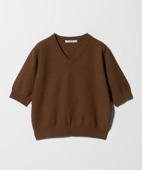 BEAUTY&YOUTH/レーヨンブレンド カノコ 5分袖Vネックニット ウォッシャブル/ニット / セーター
