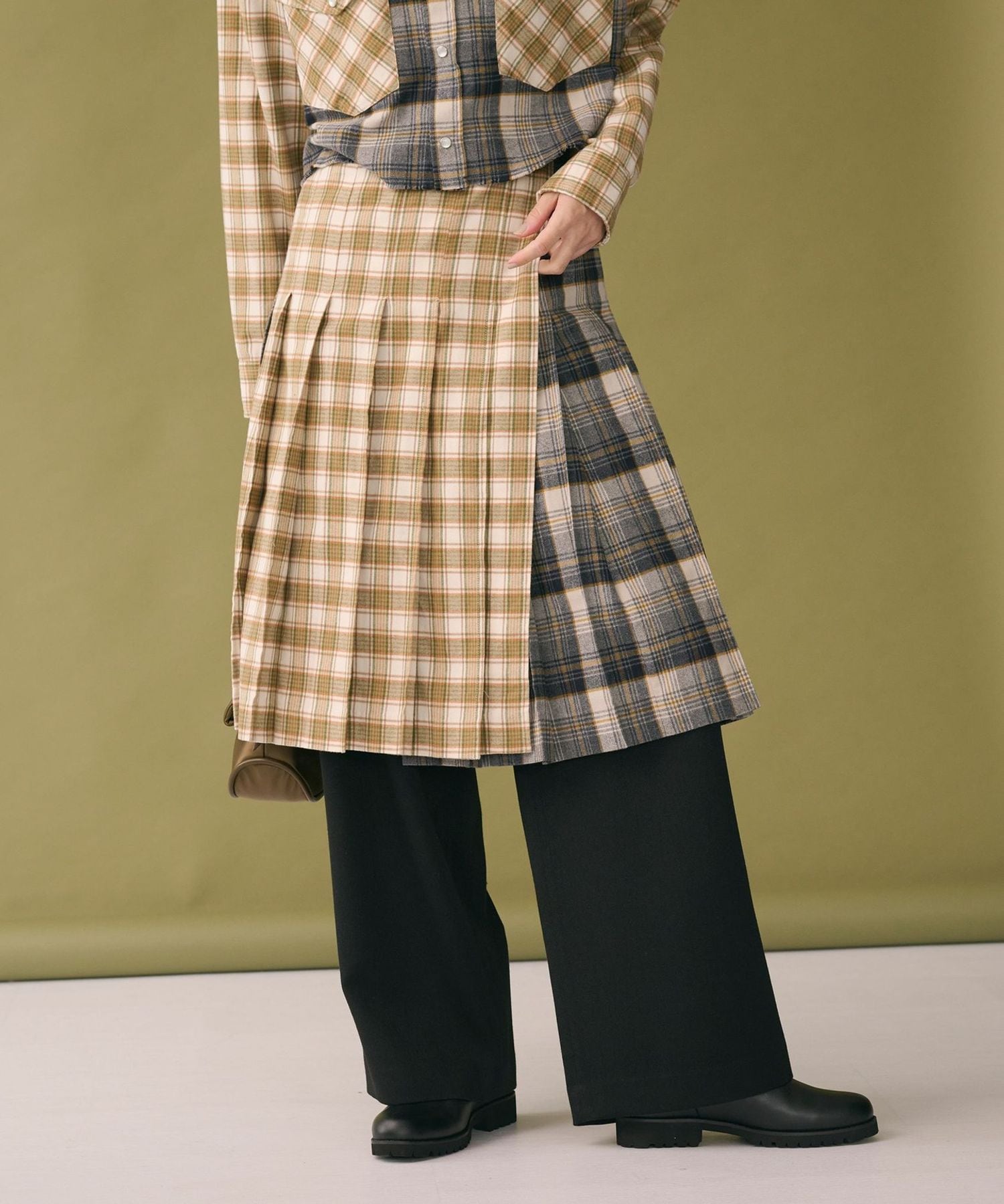PENDLETON×JANE SMITH×BEAUTY&YOUTH＞チェック ラップスカート