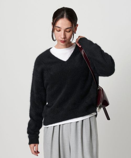新品　BEAUTY&YOUTH フォックスカシミヤブレンド Vネックニット フォックスカシミヤブレンド Vネックニットプルオーバー