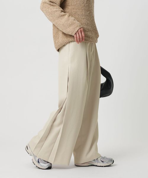 BEAUTY&YOUTH/ポリエステル プリーツワイドパンツ/イージーパンツ
