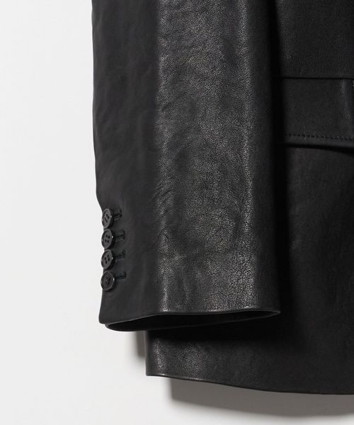 【美品】UNITED ARROWS　レザーテーラードジャケット　ブラック　M H＞シープレザー テーラードジャケット