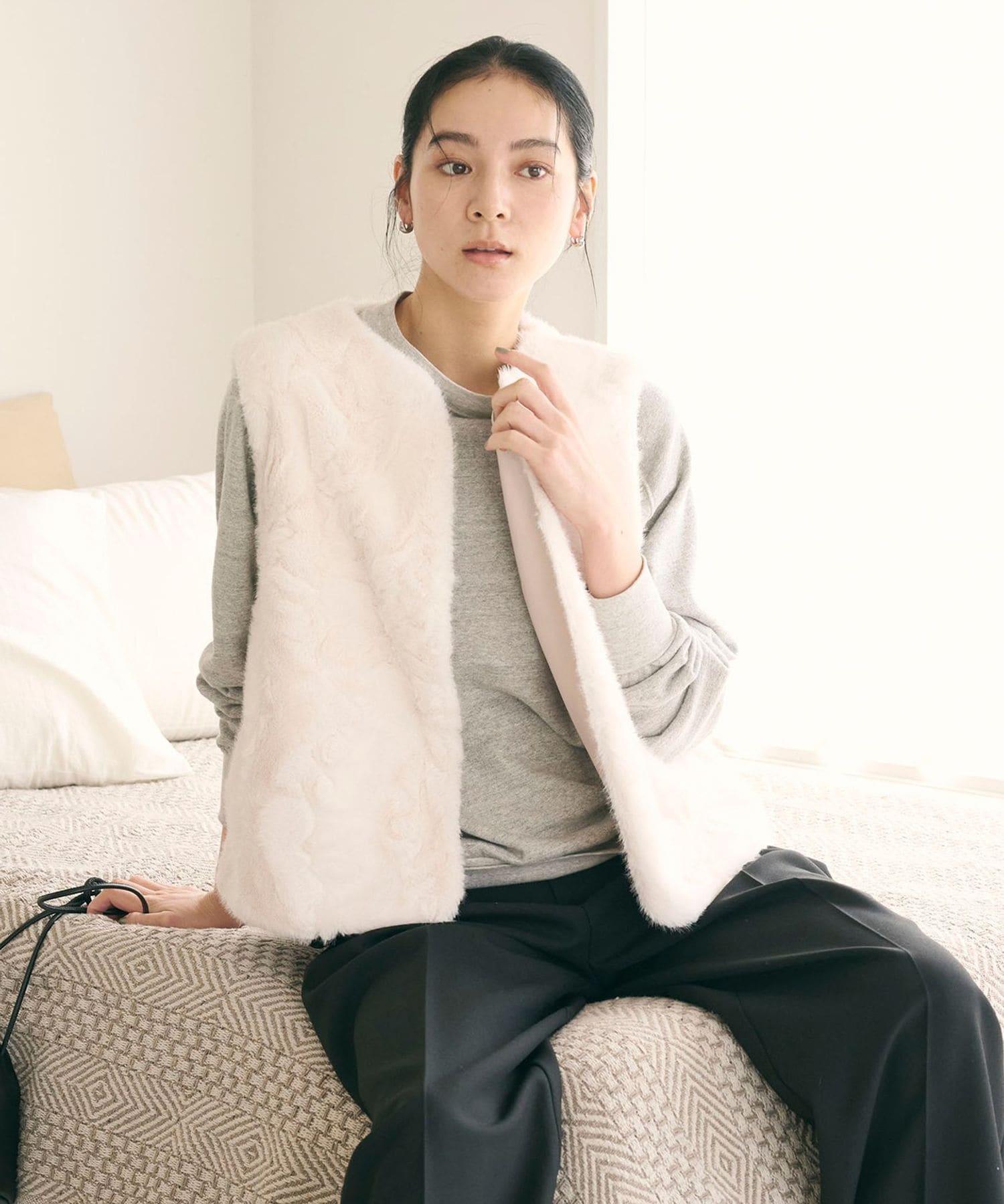 【BEAUTY&YOUTH UNITED ARROWS】ラビットファーベスト フェイクファー ベスト