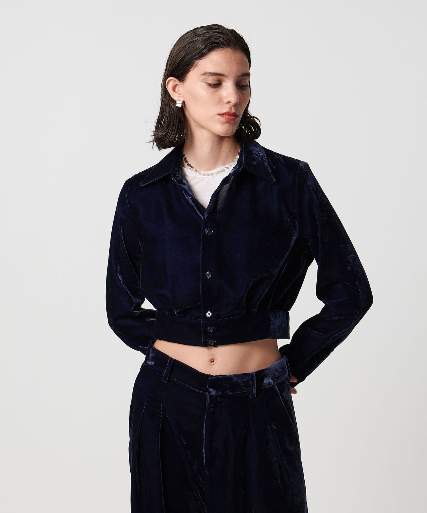 H＞ベルベット シャツ